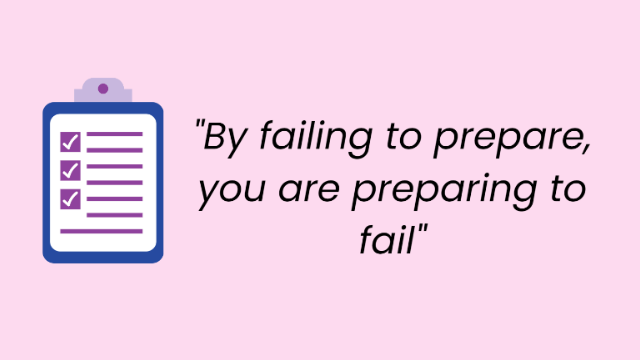 Presentation slide reading: By failing to prepare, you're preparing to fail